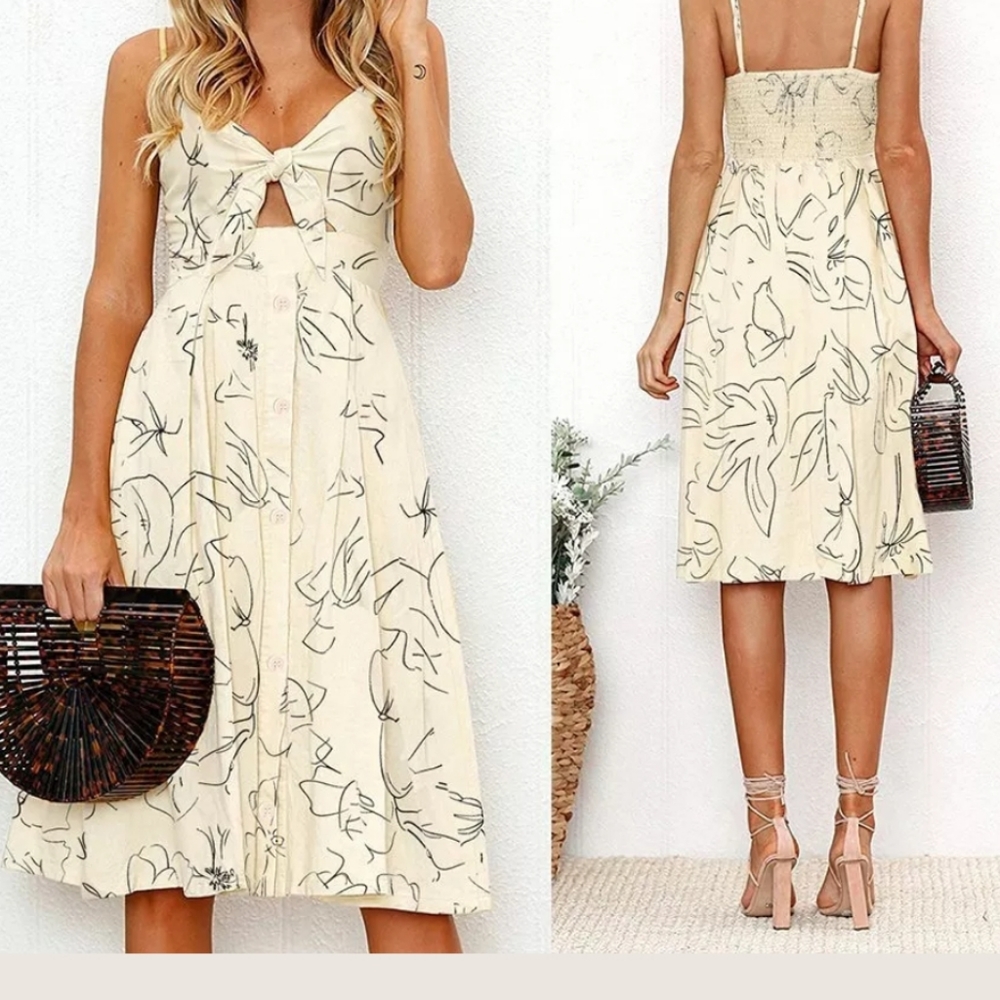 Women Sexy Tie Sleeveless Dress